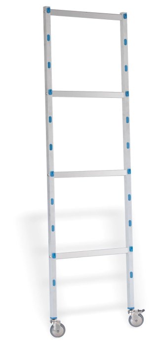 Support latéraux avec roues à cinq niveaux avec structure en aluminium anodisé avec rayonnages en polypropylène de 1880 x 555 mm pour rayonnages modulaires