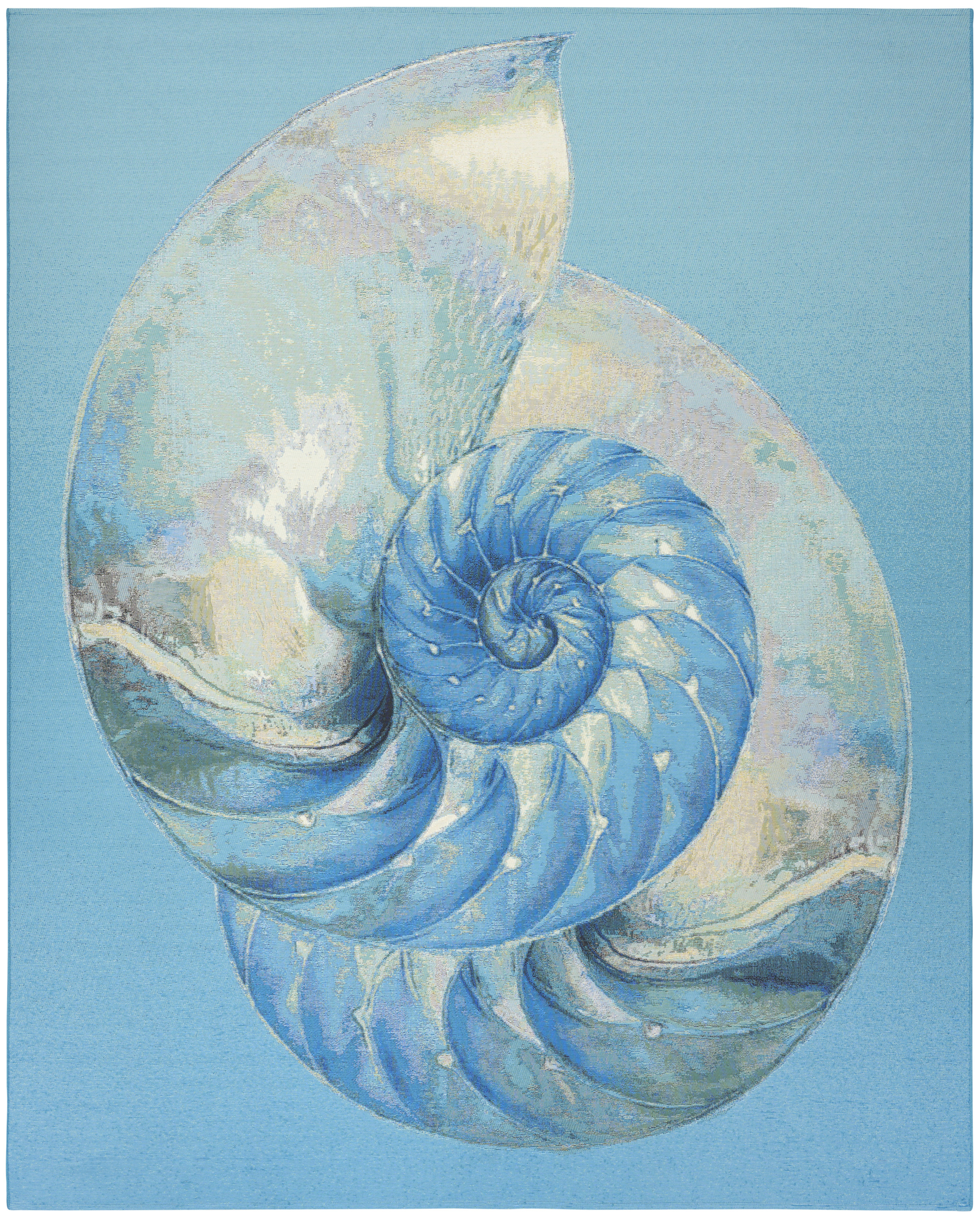 Nourison Color Splash 5'3" x 7'3" Blue Ivory Coastal, Nautical & Beach Rug