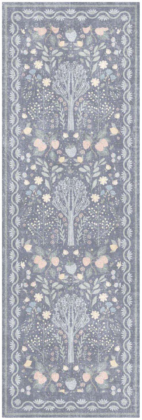 Nourison Botanical Washables 2' x 6' Blue Multicolor Modern Indoor Rug
