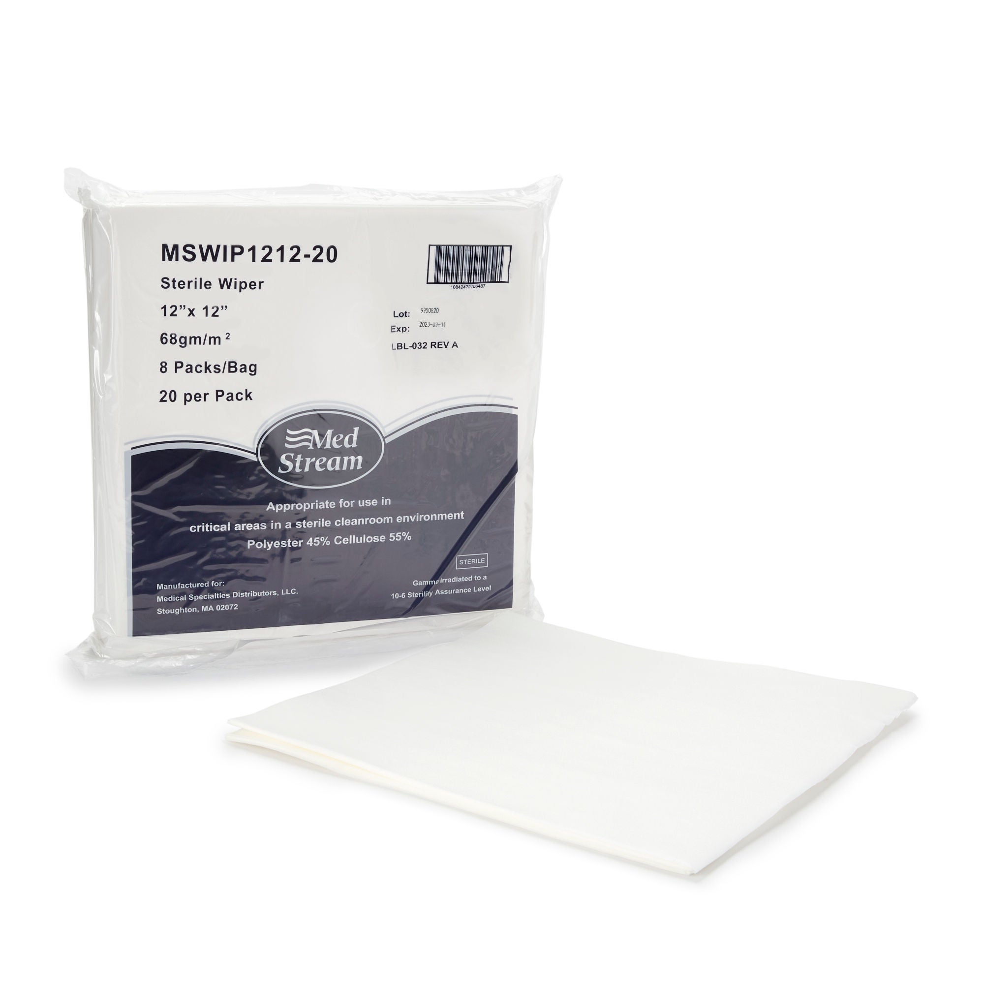 McKesson Cleanroom Wipe ISO Class 5, White, Sterile, Disposable, 12 x 12 Inch