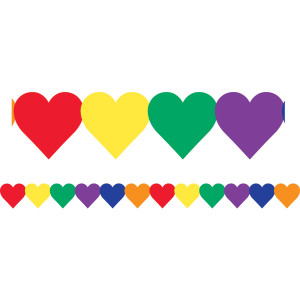 Multi-Color Hearts Border, 12 Strips/36 Feet