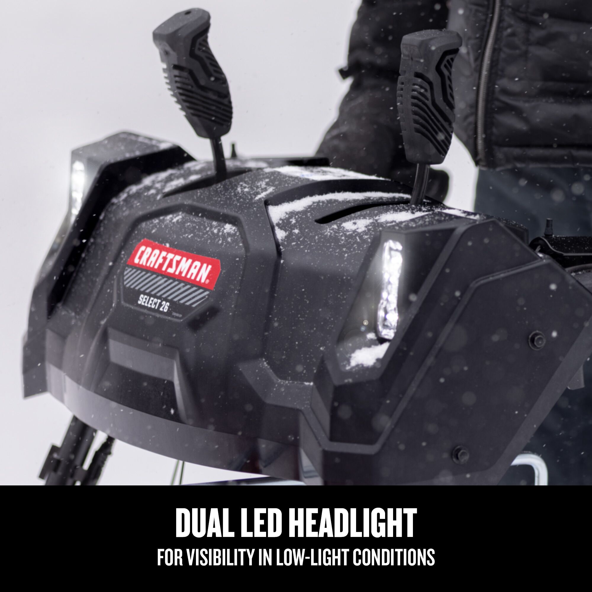 CRAFTSMAN 243 cc 2-Stage Gas Snow Blower focused in on dual led headlight