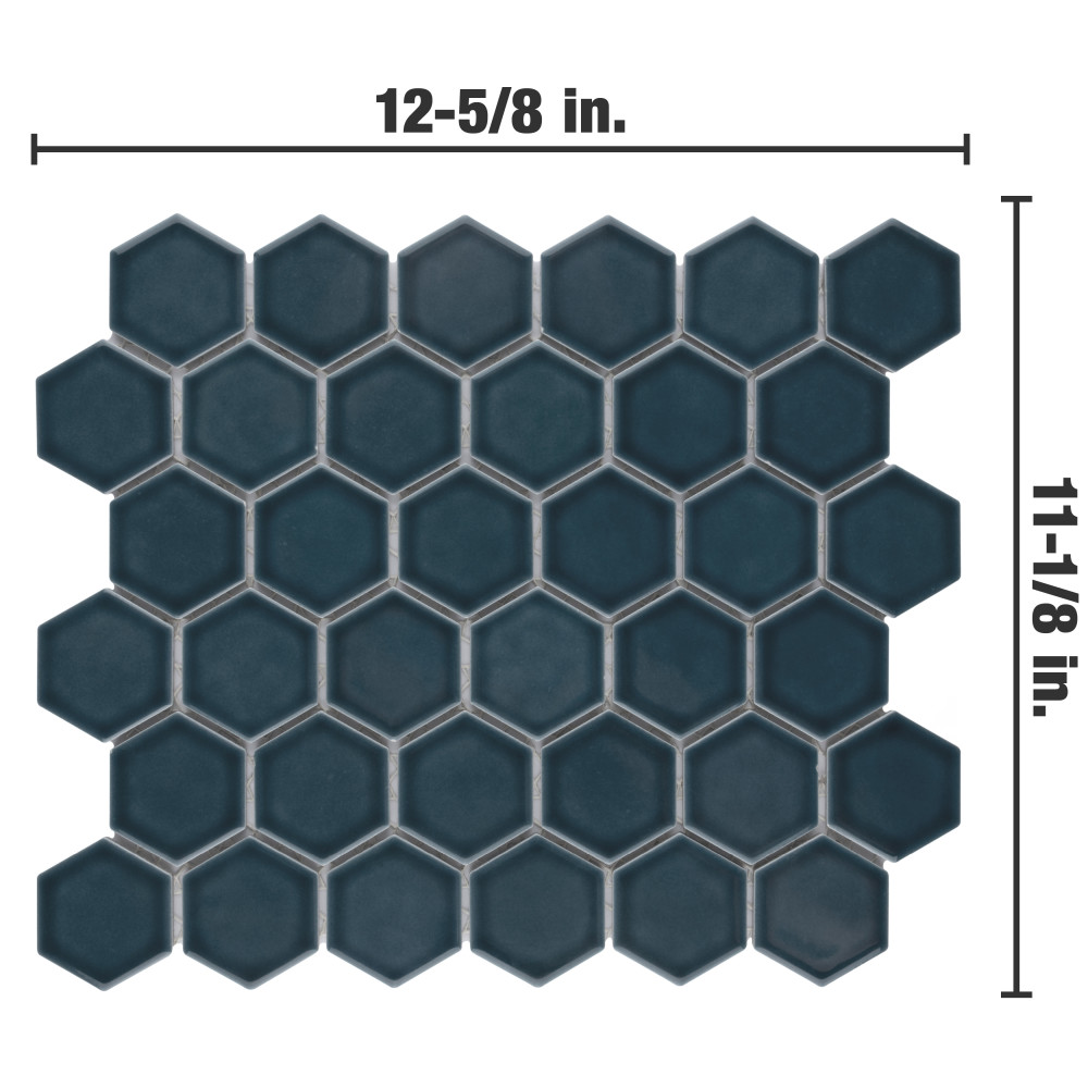 Tribeca 2″ Hex Glacier Blue 11-1/8 in. x 12-5/8 in. Porcelain Mosaic Tile