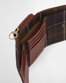 Portafoglio con patta in pelle Rosa Brown/Classic Tartan