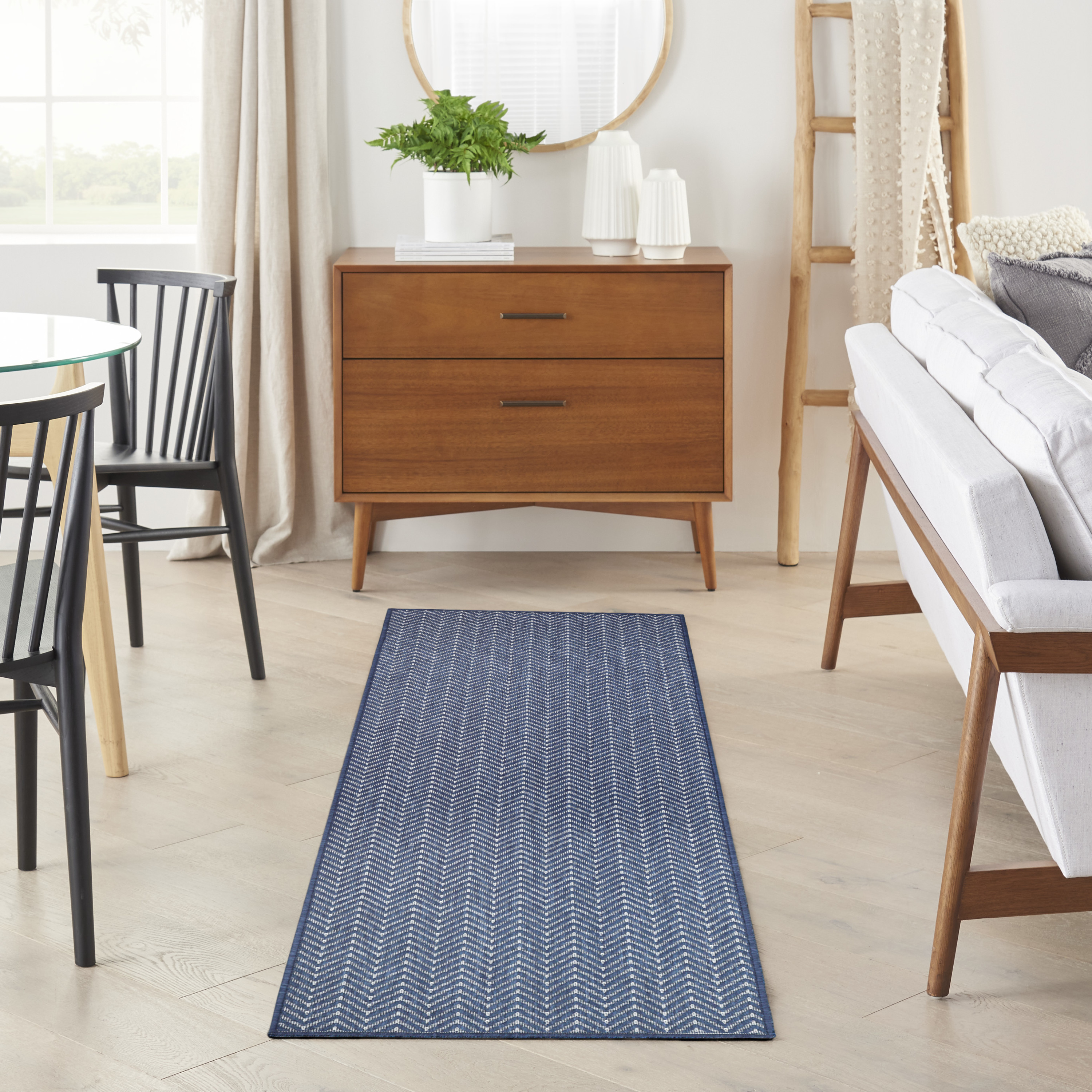 Nourison Horizon Indoor/Outdoor 2'2" x 8' Navy Modern Rug