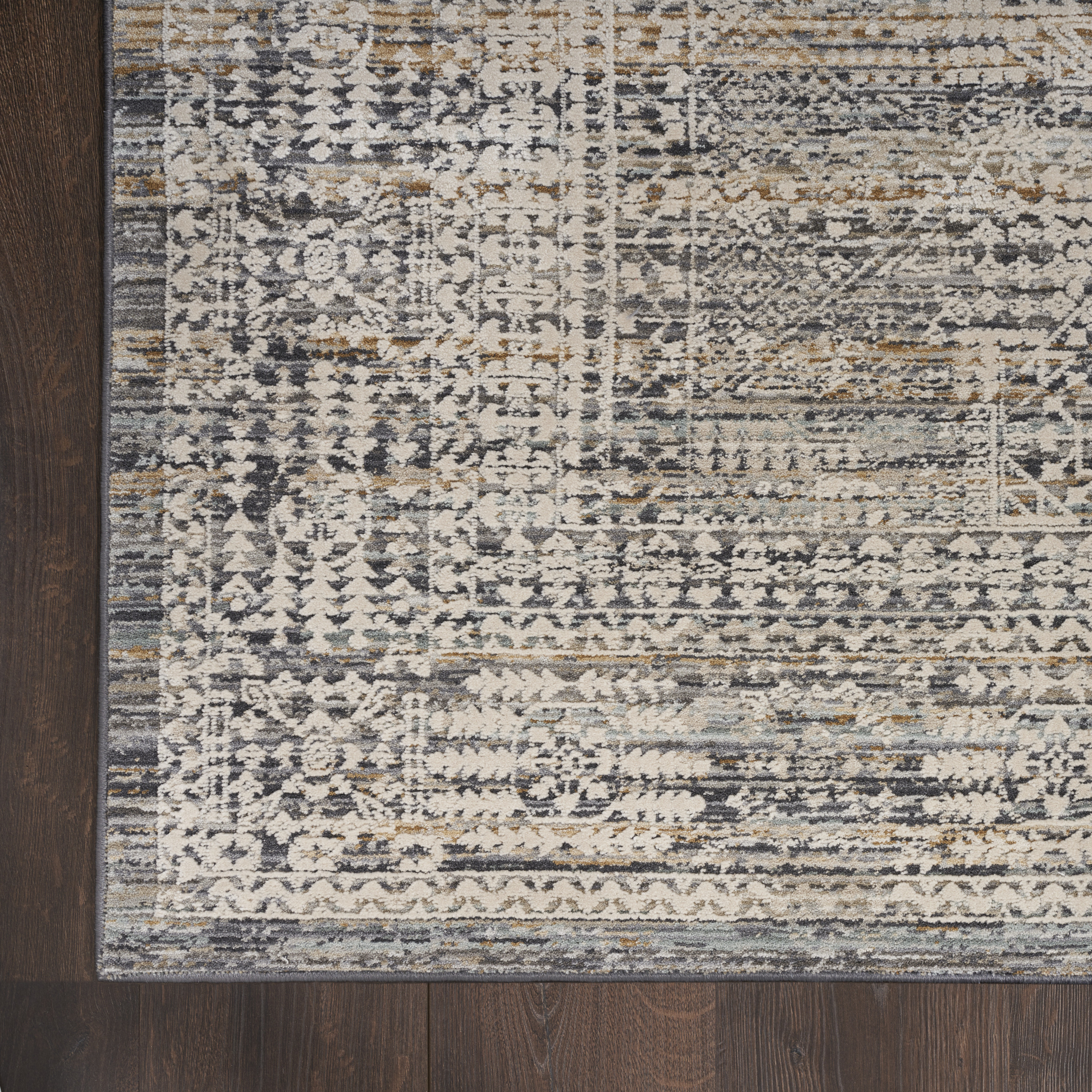 Nourison Lynx 2'3" x 10' Ivory Slate Vintage Indoor Rug