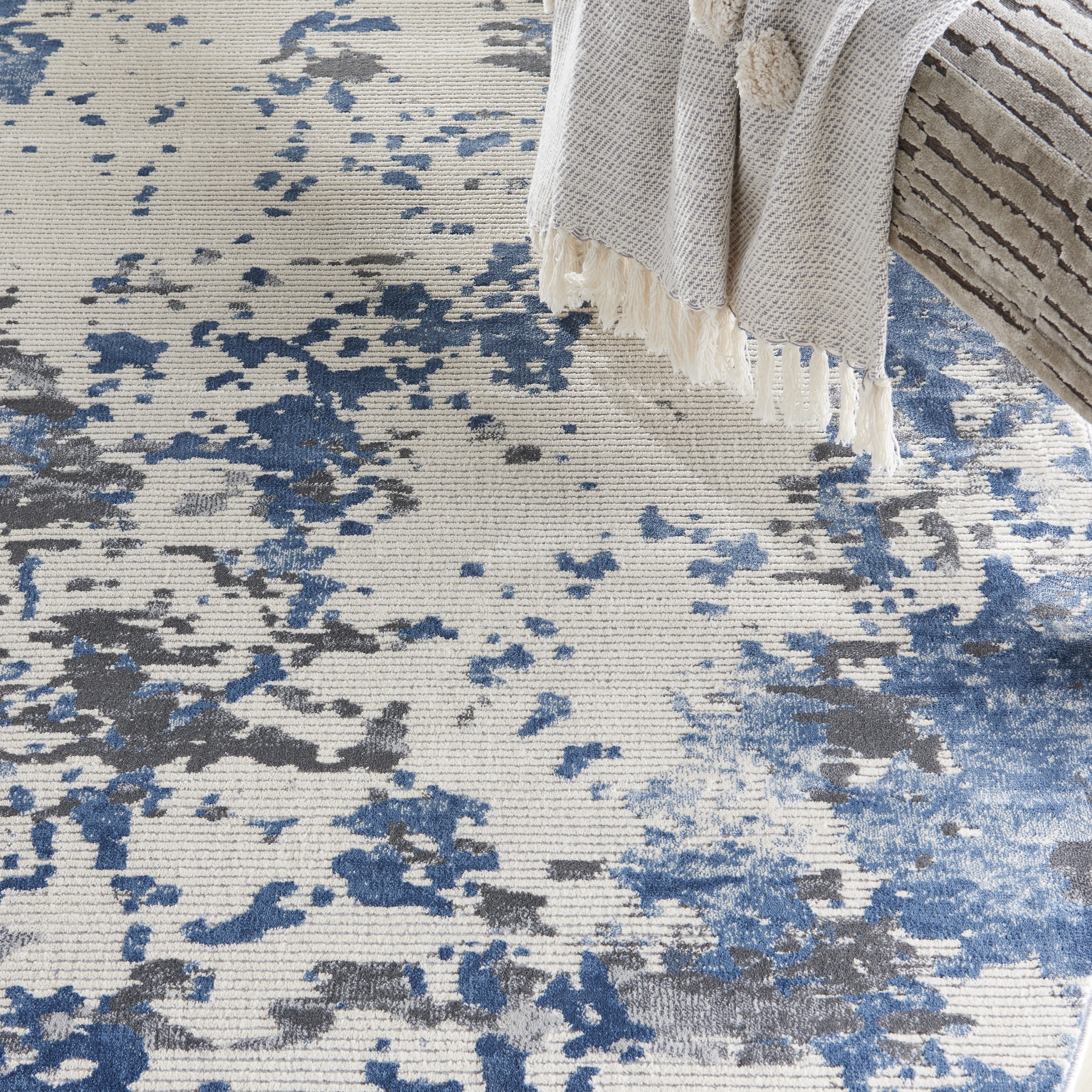 Nourison Rustic Textures 7’10” x Round Grey Blue Modern Indoor Rug