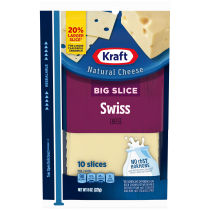 Kraft Big Slice Swiss Natural Cheese Slices 8 oz Film Wrapped