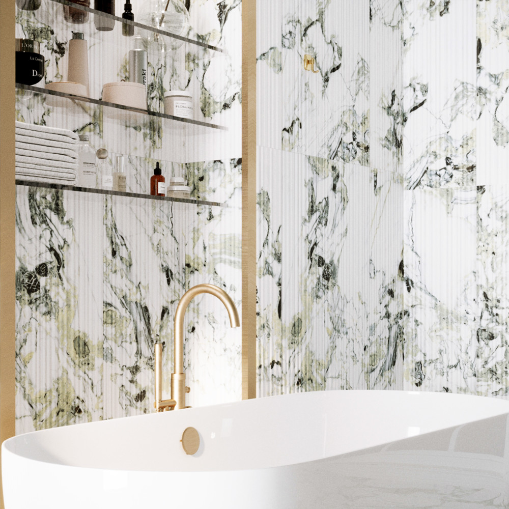 Touche Pleated Deco Jade 11-3/4 in. x 23-1/2 in. Porcelain Floor and Wall Tile