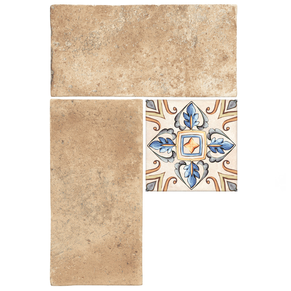Toscana Spirale San Gimigniano with Giotto Deco 15-7/8 in. x 23-3/4 in. Porcelain Floor and Wall Tile