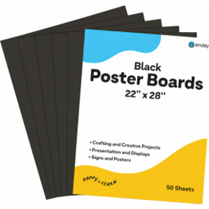 Poster Board, Black, 22 x 28 in, 50-Pack