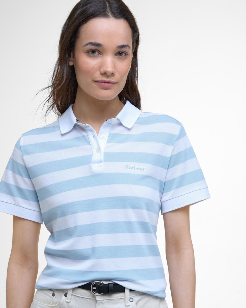 Ashbourne Striped Polo Shirt Breeze Blue/White