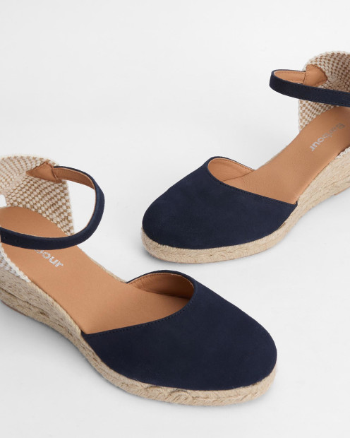 Elder Espadrille Wedges Navy Suede