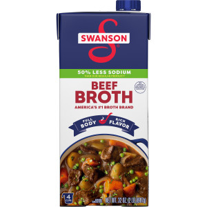 Swanson® 100% Natural Lower Sodium Beef Broth, 32 oz Carton (12 Pack)