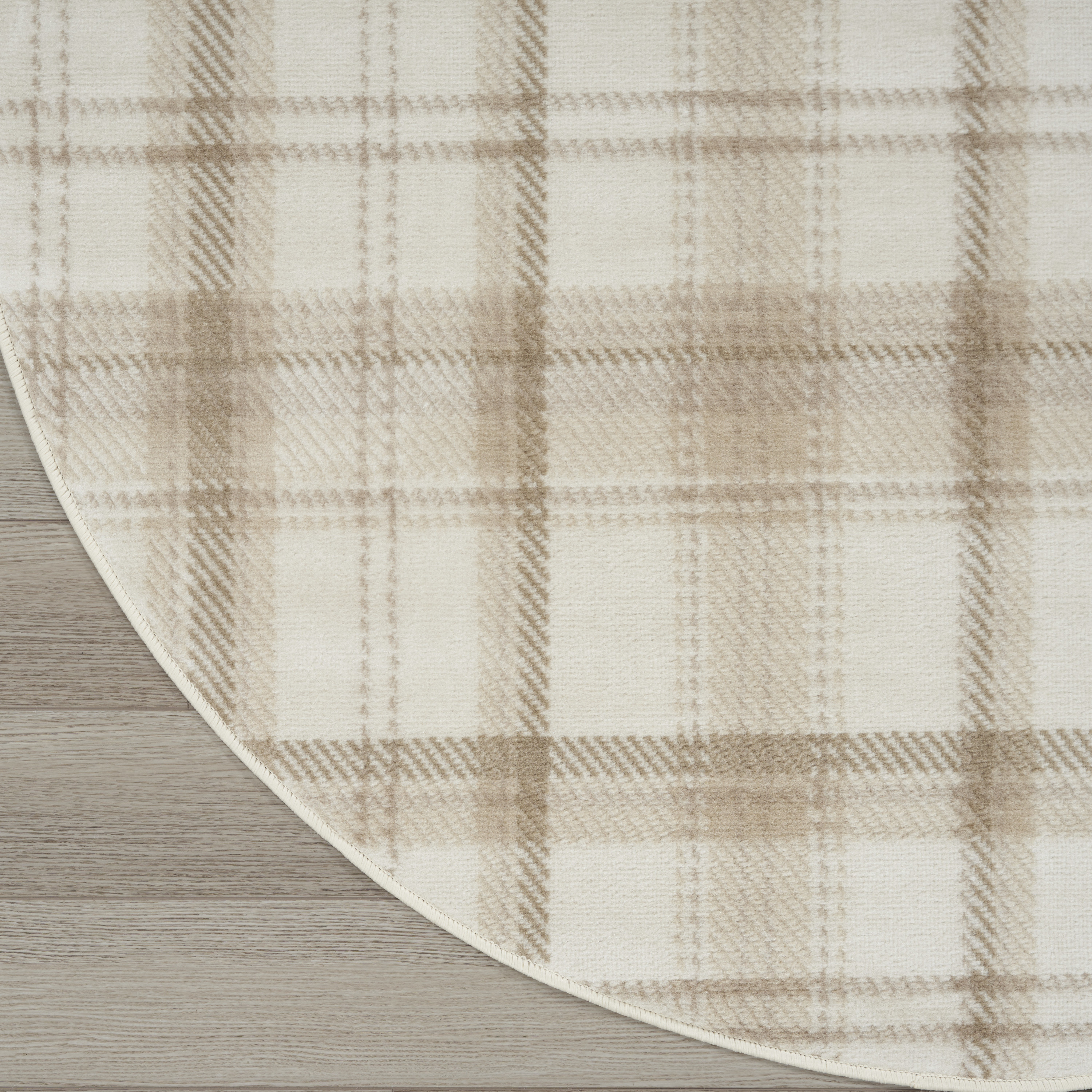 Nourison Grafix 4' x Round Ivory Beige Farmhouse Indoor Rug