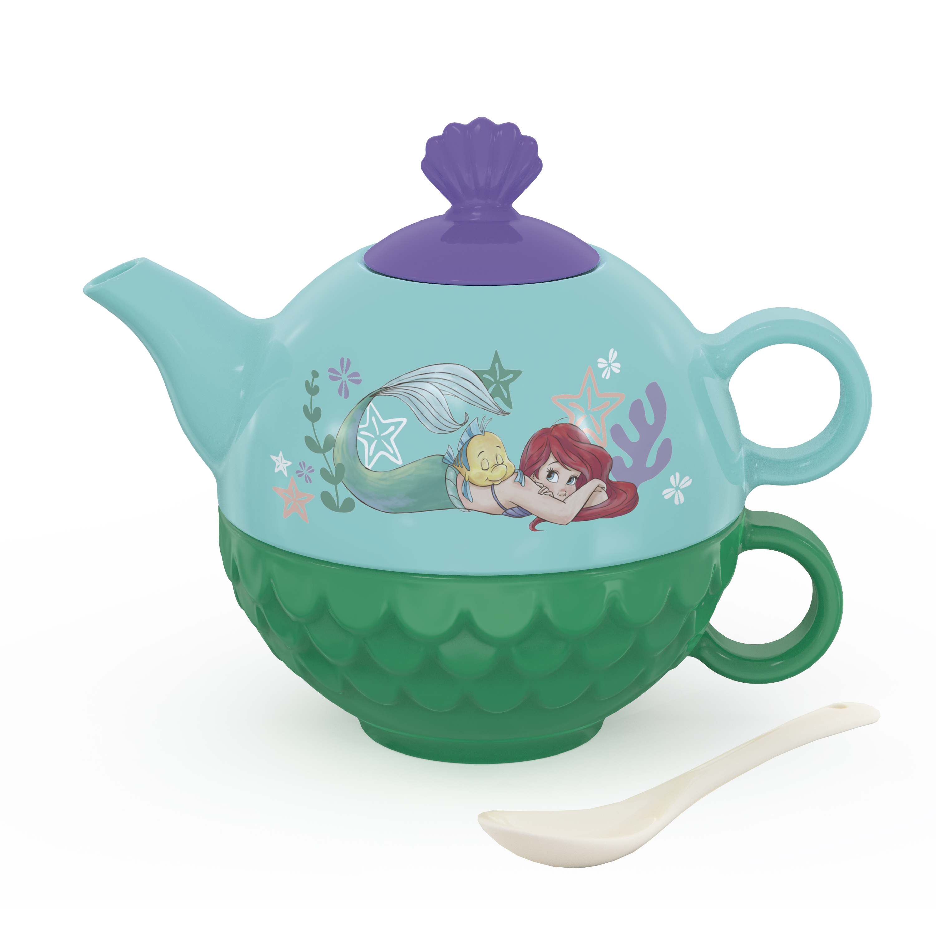 Disney The Little Mermaid Sculpted Ceramic Tea Set, Princess Ariel, 4-piece set slideshow image 1 Disney The Little Mermaid Sculpted Ceramic Tea Set, Princess Ariel, 4-piece set slideshow image 1