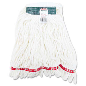 Rubbermaid Commercial, Web Foot, Blend Looped-End Wet Mop Head with 1" Headband, 20 oz, White