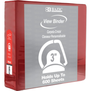 Slant D Ring View Binder with 2 Pockets, 3", Burgundy
