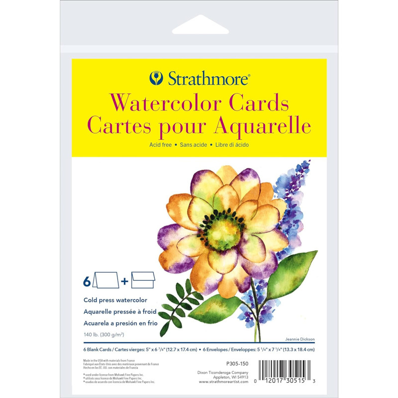300 Series Watercolor Cards & Envelopes, Full Size, 5x6.875 inch, 6 Pack
