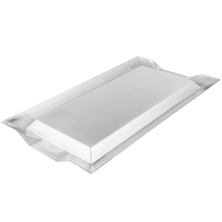 Medium rectangular stainless steel serving tray
