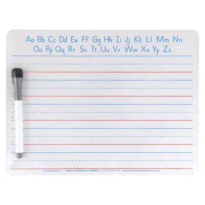 Pacon  Handwriting Whiteboard Dry Erase Set, 2-sided, Handwriting Ruled/Plain with Marker/Eraser, 1 in x 1/2 in x 1/2 in ruled 8.9