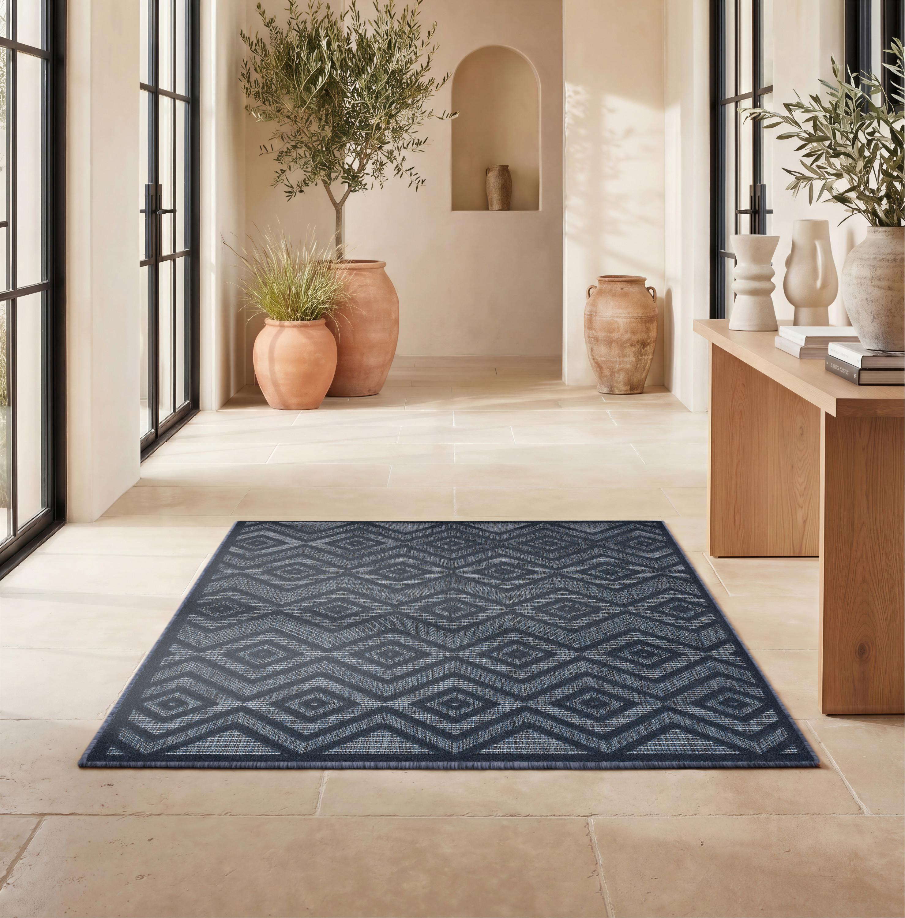 Nourison Versatile 4' x 6' Navy Blue Modern Rug