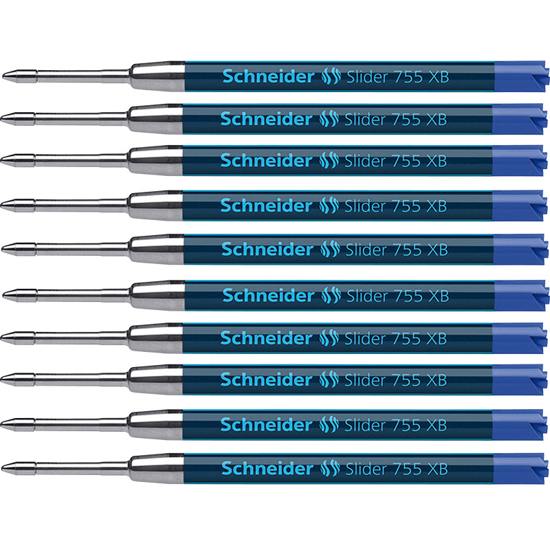 Slider 755 XB Ballpoint Pen Refill, Viscoglide Ink, Blue, Pack of 10