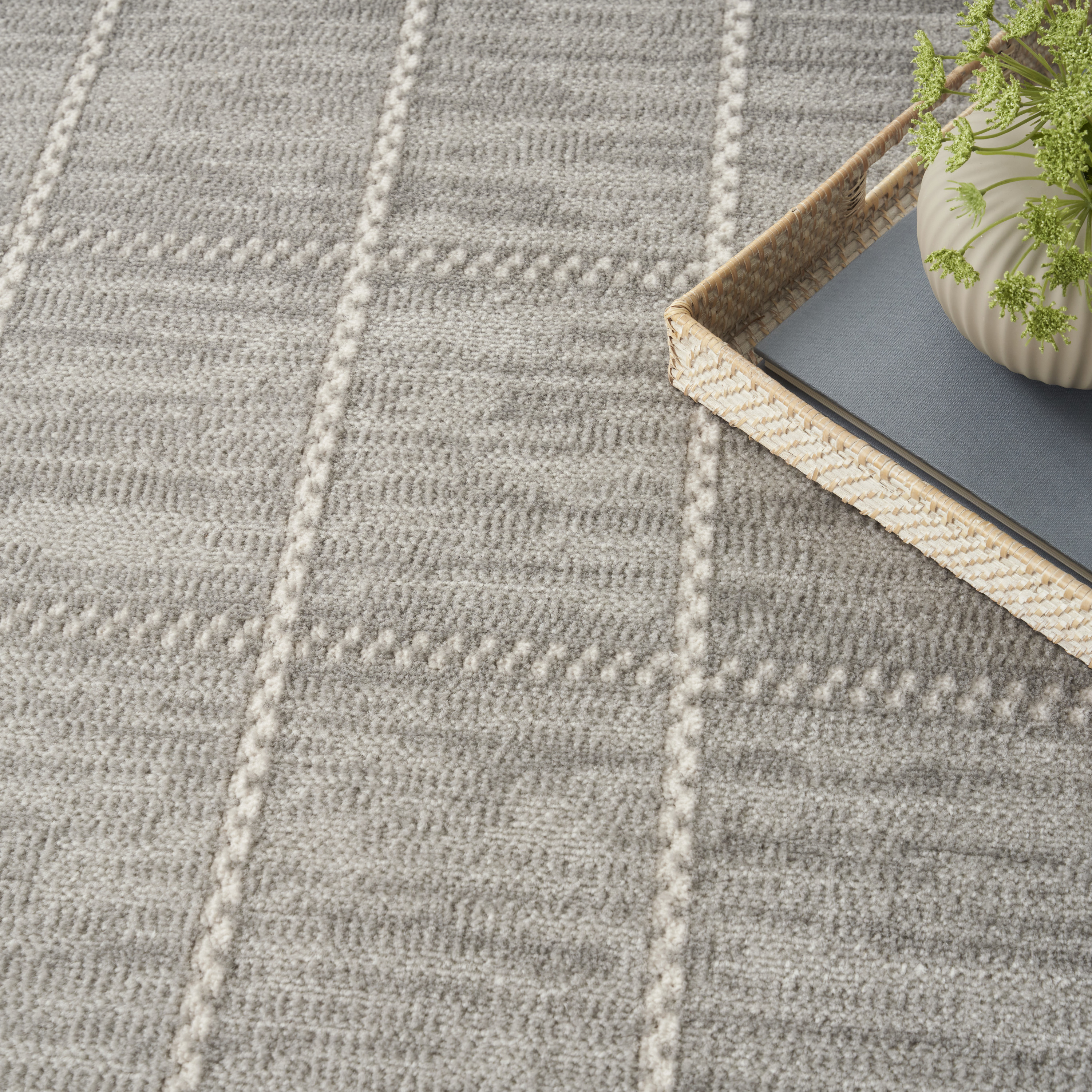 Nourison Serenity Home 9' x 12' Light Grey Modern Indoor Rug