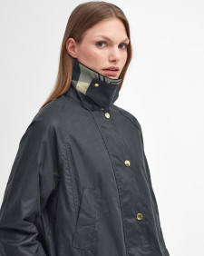 Long Beadnell Waxed Jacket Sage-Ancient