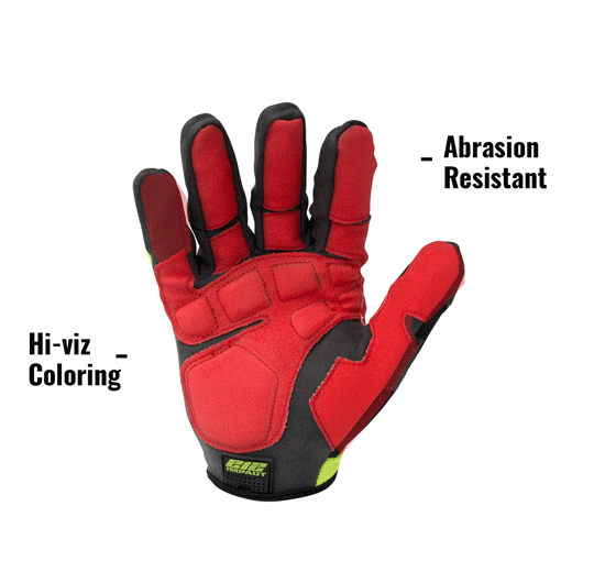 Impact Resistant Super Hi-Viz Work and Utility Gloves IMP-88 showing Hi-Viz Coloring and Abrasion Resistant