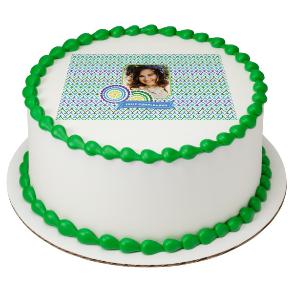 Azul Feliz Cumpleaños PhotoCake® Edible Image® Frame
