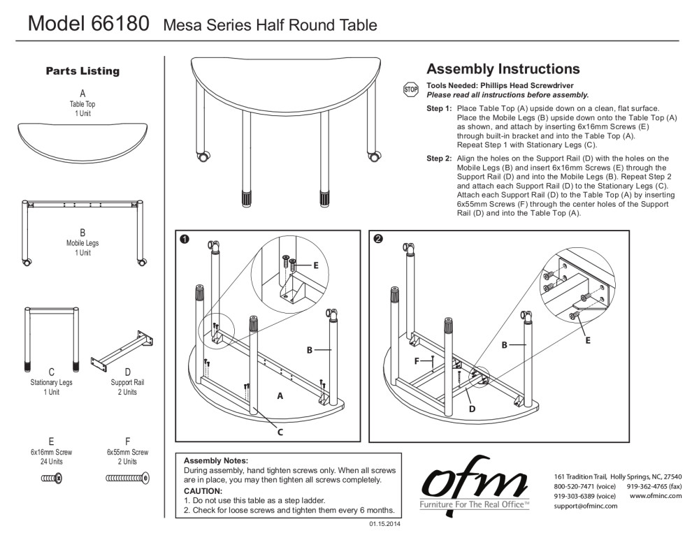 lifetime tables parts