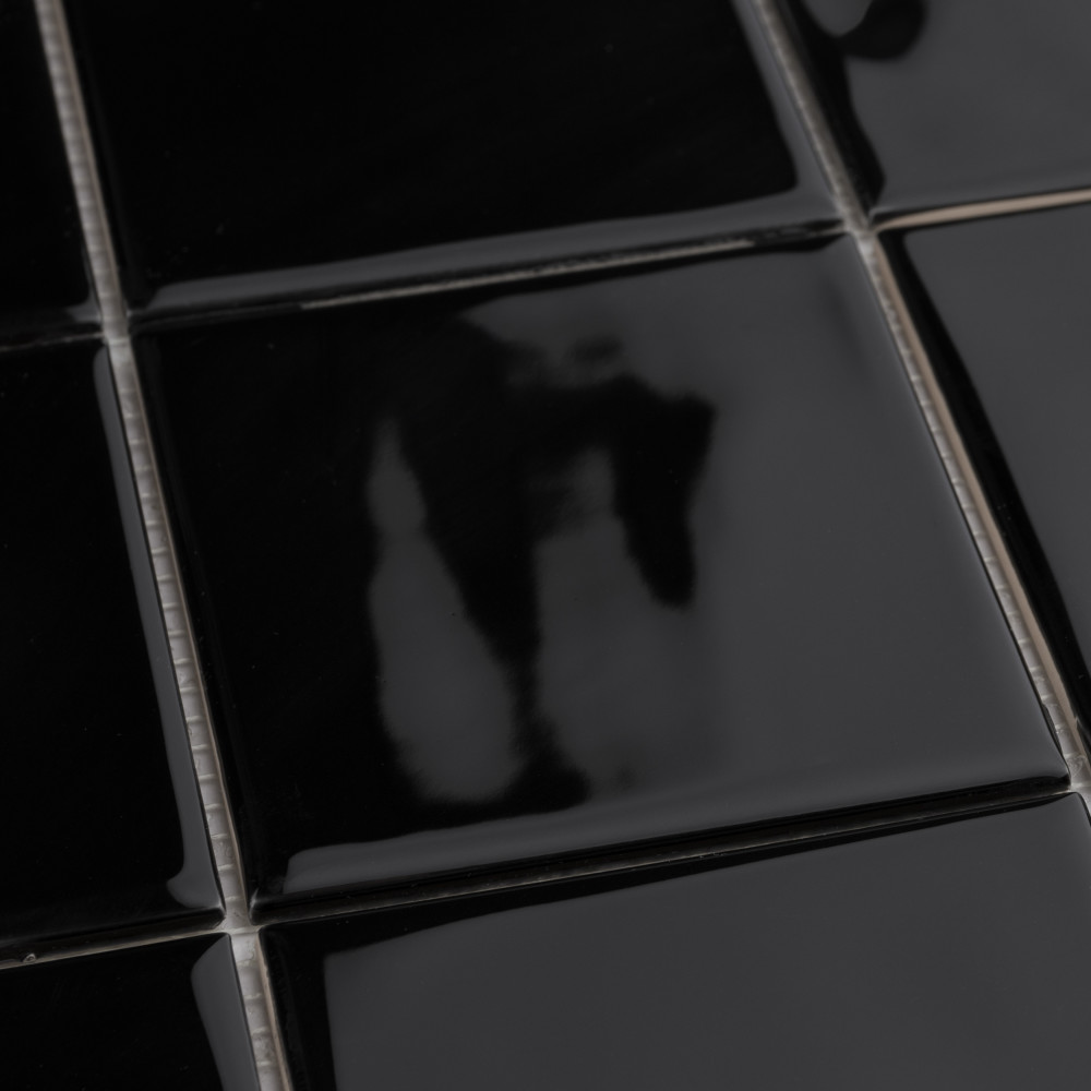 Sample – Twist Square Black Olive Ceramic Mosaic Tile