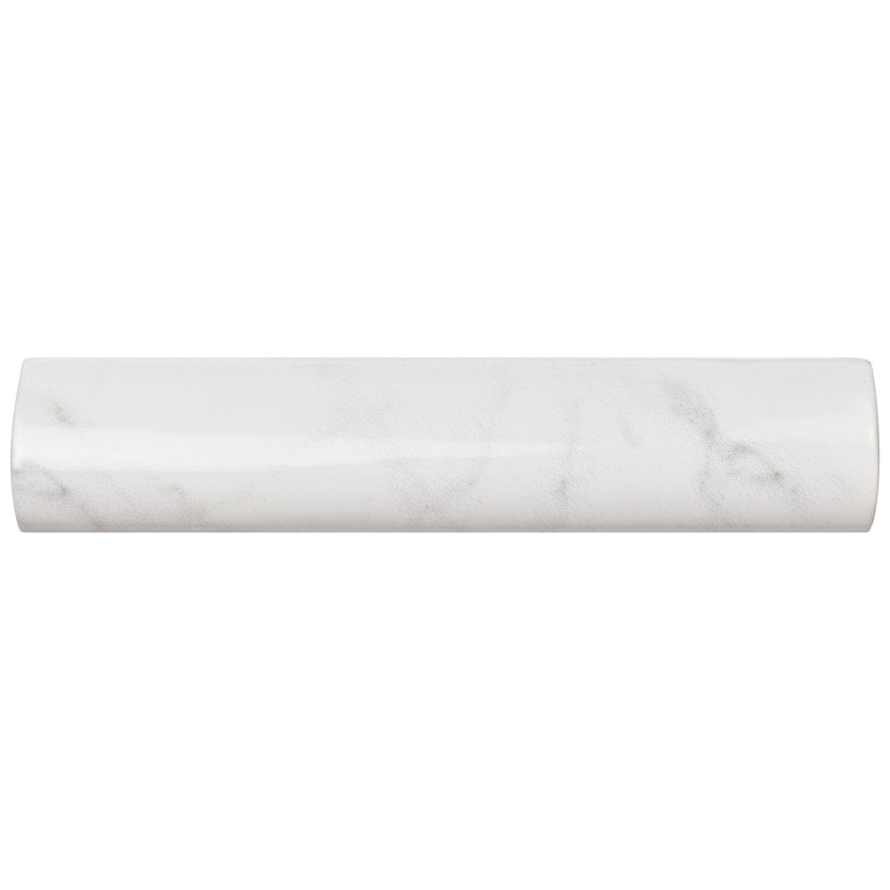 Classico Carrara Glossy Pencil Bullnose 1-1/4 in. x 6 in. Ceramic Wall Trim