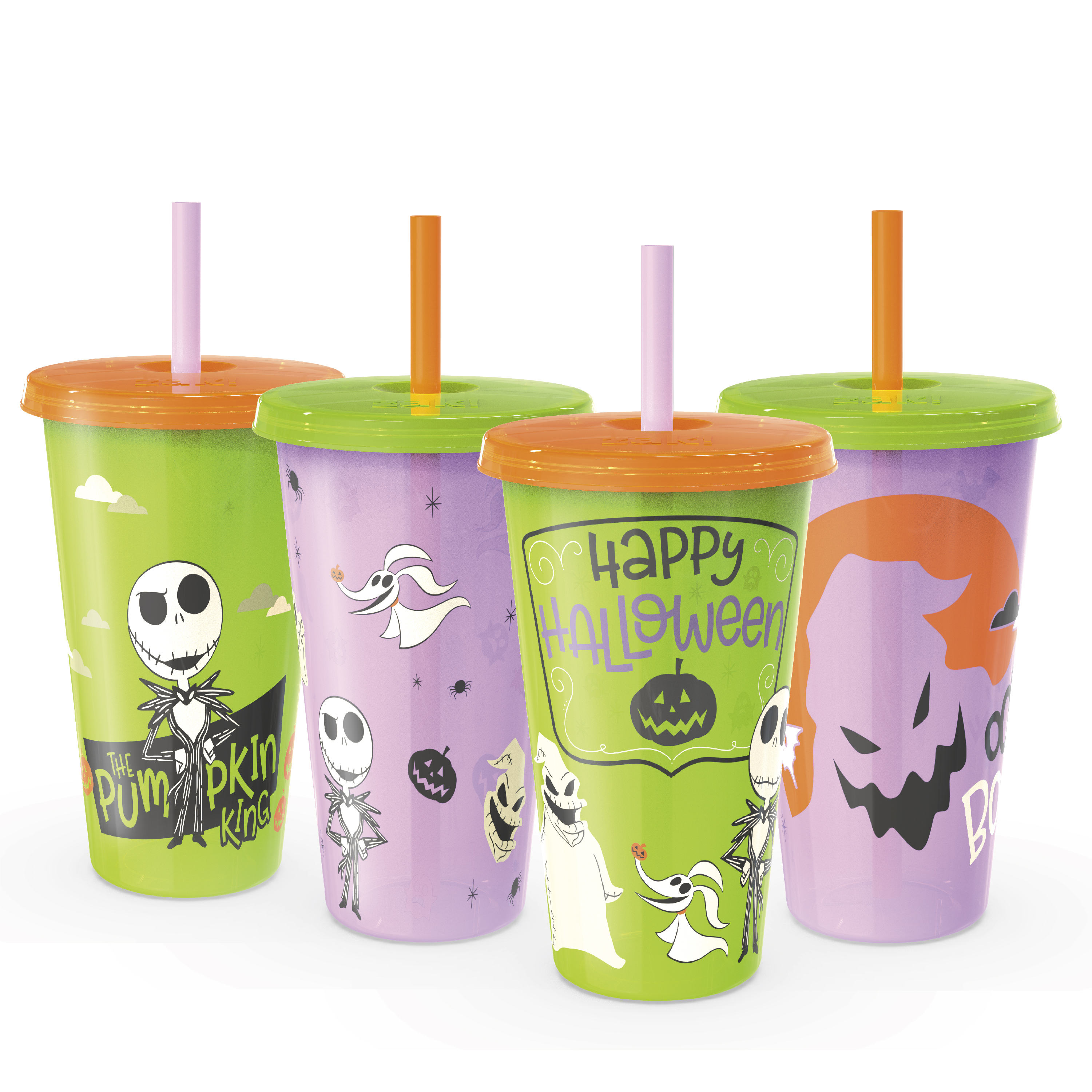 The Nightmare Before Christmas 24 ounce Reusable Plastic Kids Tumbler, Jack Skellington, Oogie Boogie & Zero, 4-piece set slideshow image 2 The Nightmare Before Christmas 24 ounce Reusable Plastic Kids Tumbler, Jack Skellington, Oogie Boogie & Zero, 4-piece set slideshow image 2