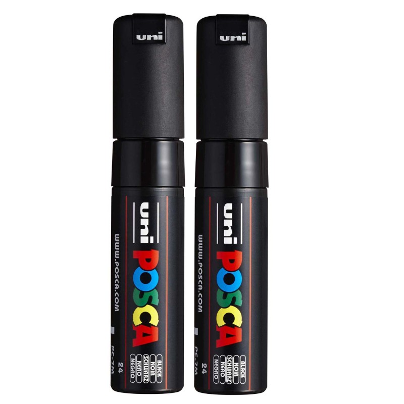 PC-7M Paint Markers, Broad Bullet Tip (4.5-5.5 mm), Black, Pack of 2