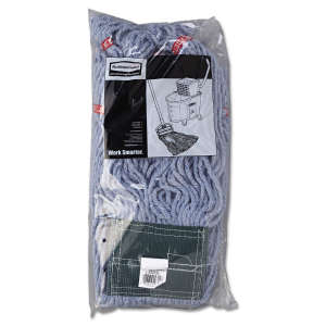 Rubbermaid Commercial, Web Foot, Blend Looped-End Wet Mop Head with 5" Headband, 20 oz, Blue