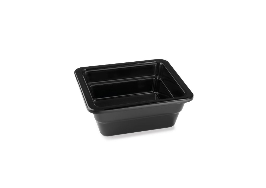 Bac Gastronorm GN en mélamine noir de 1/6 et 100 mm de profondeur