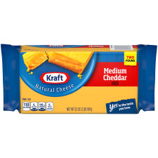 Kraft Medium Natural Cheddar Cheese Block 2 lb Wrapper