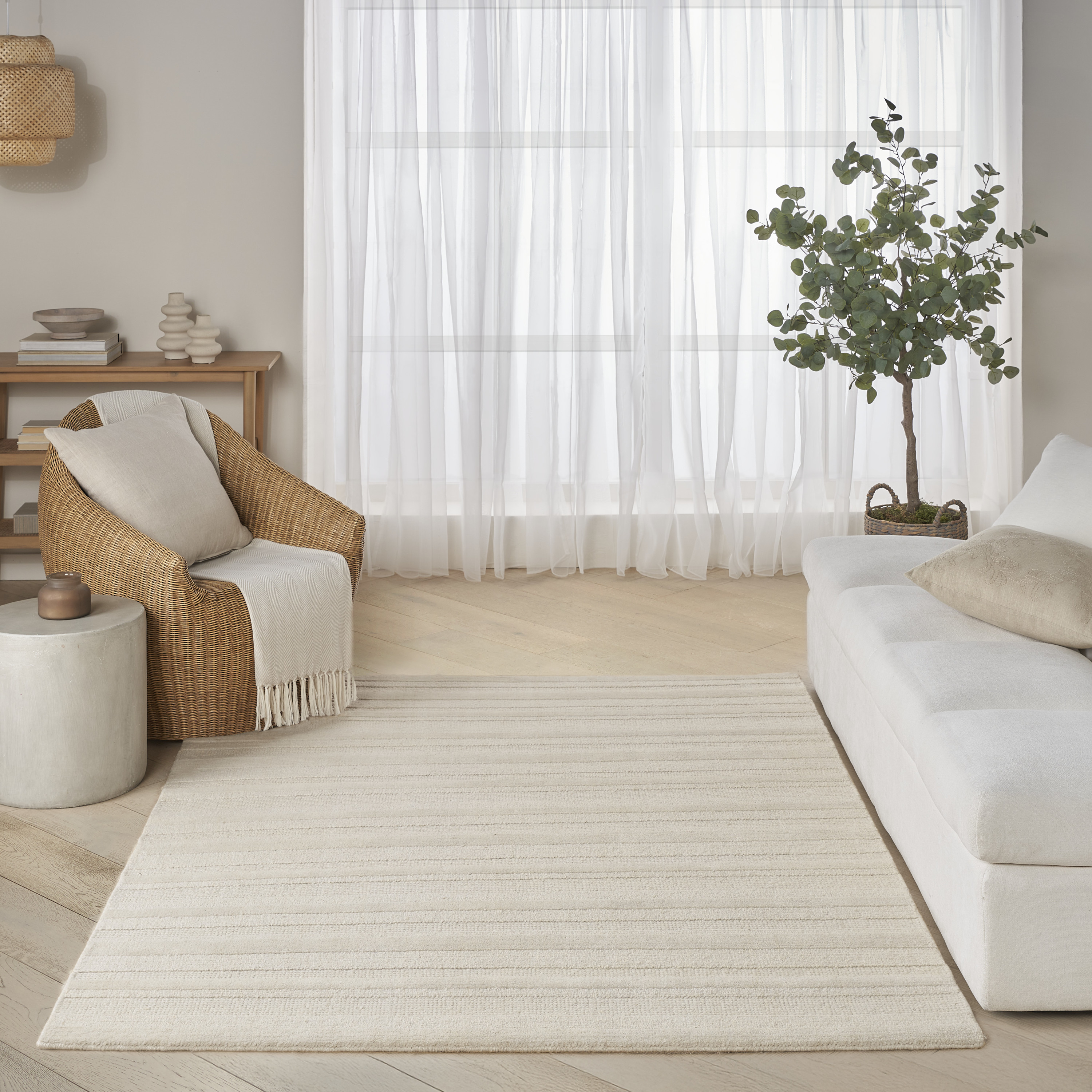 DKNY Pure Multi Weave 5'3" x 7'3" Ivory Contemporary Indoor Rug