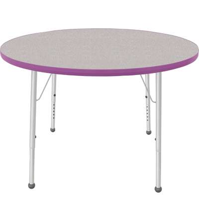 Creative Colors® Activity Table, Round, 42" Diameter, Gray Nebula Top Color, Purple Edge Color, Standard Leg Height, Platinum Si