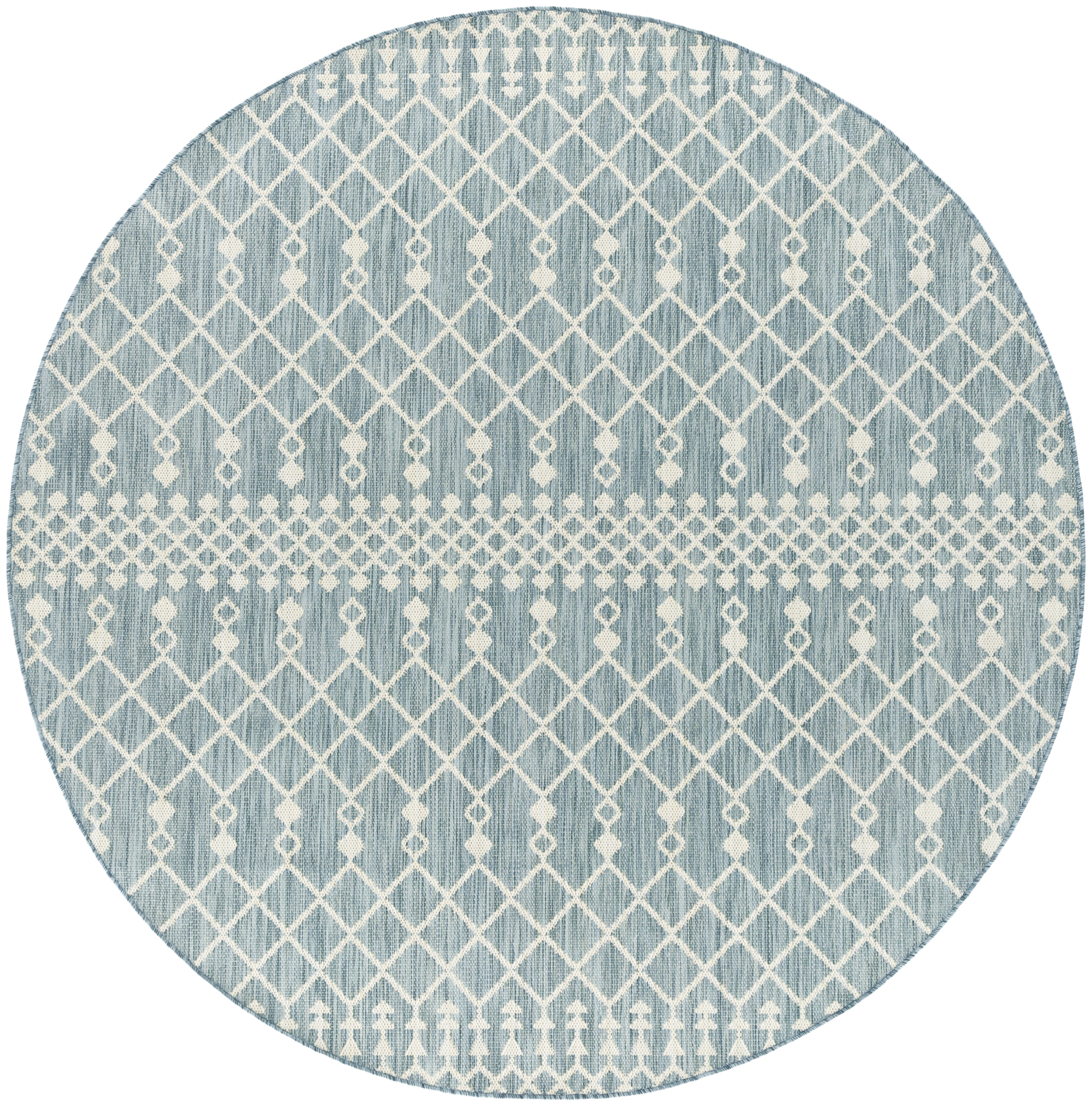 Nourison Positano 8' x Round Aqua Modern Rug