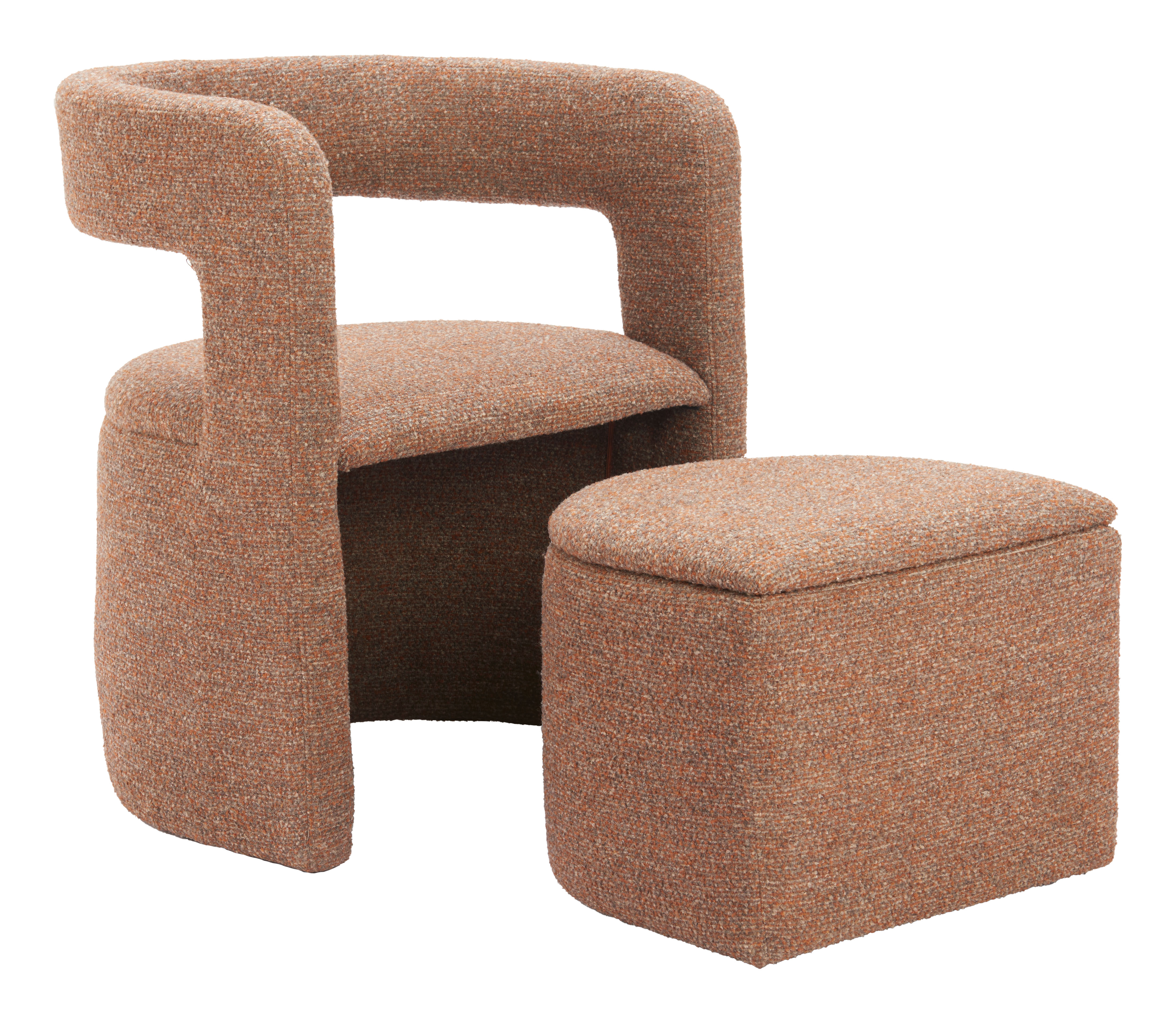 Atria Accent Chair & Ottoman Tawny Brown product image