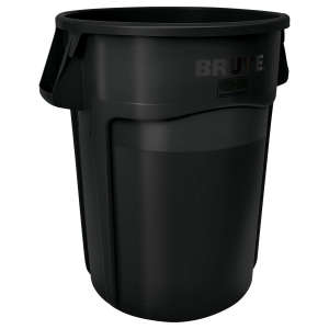 Rubbermaid Commercial, VENTED BRUTE®, 32 gal, Resin, Black, Round, Receptacle