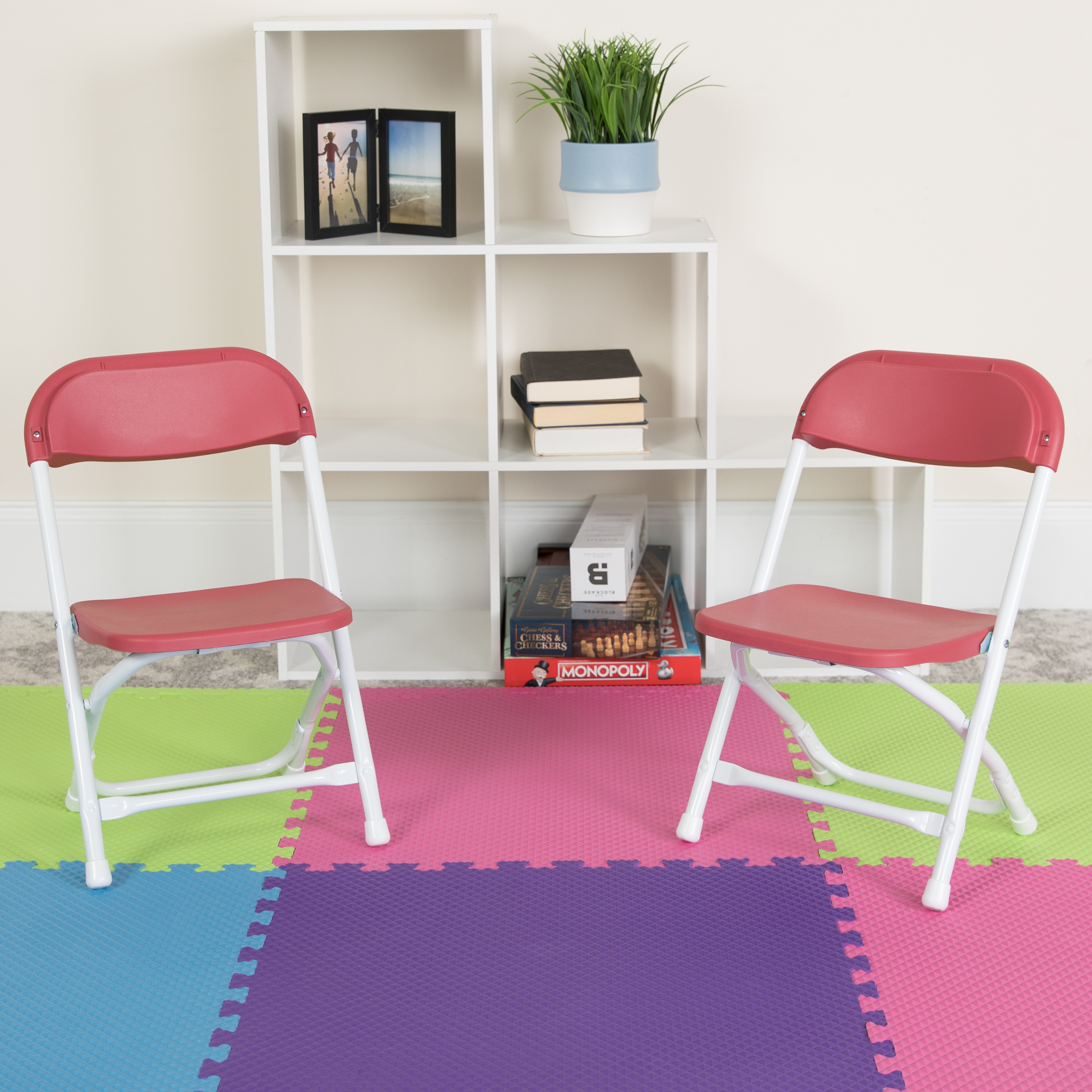 Pack de 2 sillas plegables de plástico blanco para niños - Imagen 22 de 63