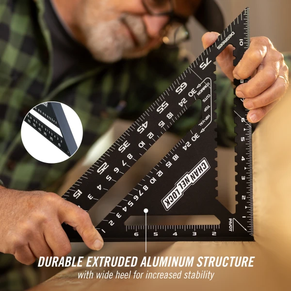 8100-012RS 12-inch Laser-Etched Aluminum Extruded Rafter Square