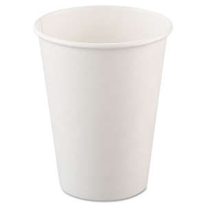 Solo, Single-Sided Poly Paper Hot Cups, 12 oz, White