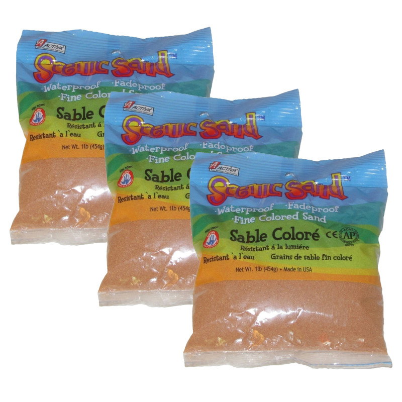Scenic Sand™ Craft Colored Sand, Cocoa Brown, 1 lb (454 g) Bag, Set of 3
