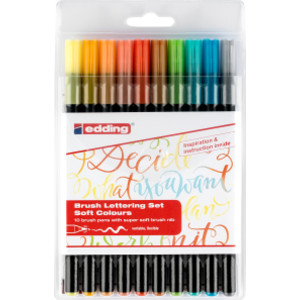 1340 Series Brush Pen Lettering Starter Set, Assorted Soft Colors, Set of 10