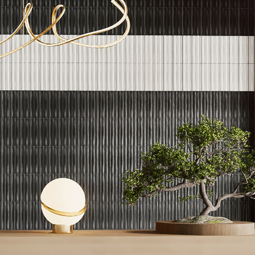 Crown Heights Maori Glossy Black 2-5/8 in. x 7-7/8 in. Ceramic Wall Tile